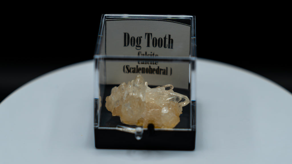 Dog Tooth Calcite (Scalenohedral) – Clear on Yellow Host Rock