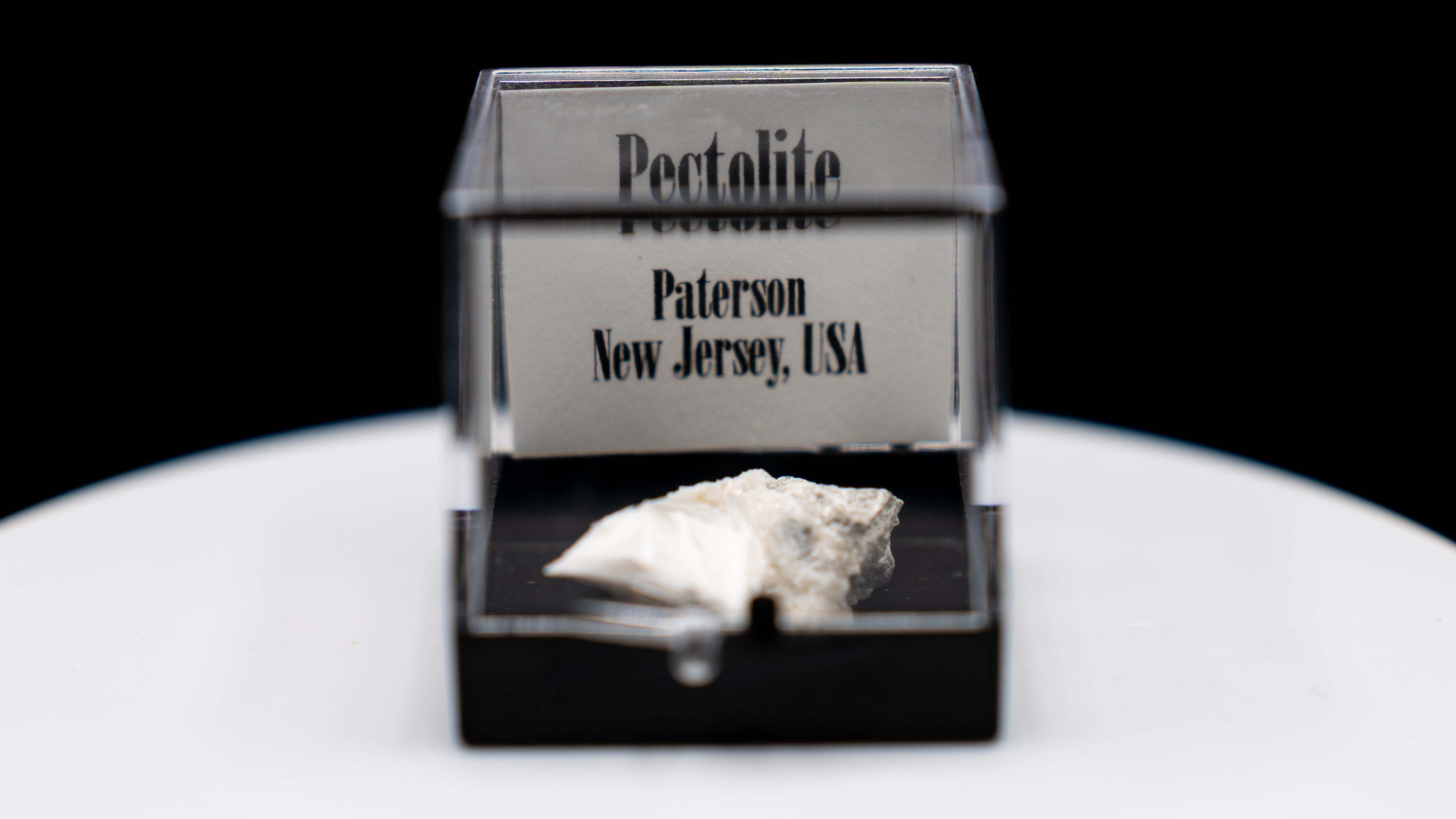UV Reactive Pectolite Thumbnail Specimen Perky Box, Paterson, New Jersey, GeoTheGeode ROCK ADOPTION