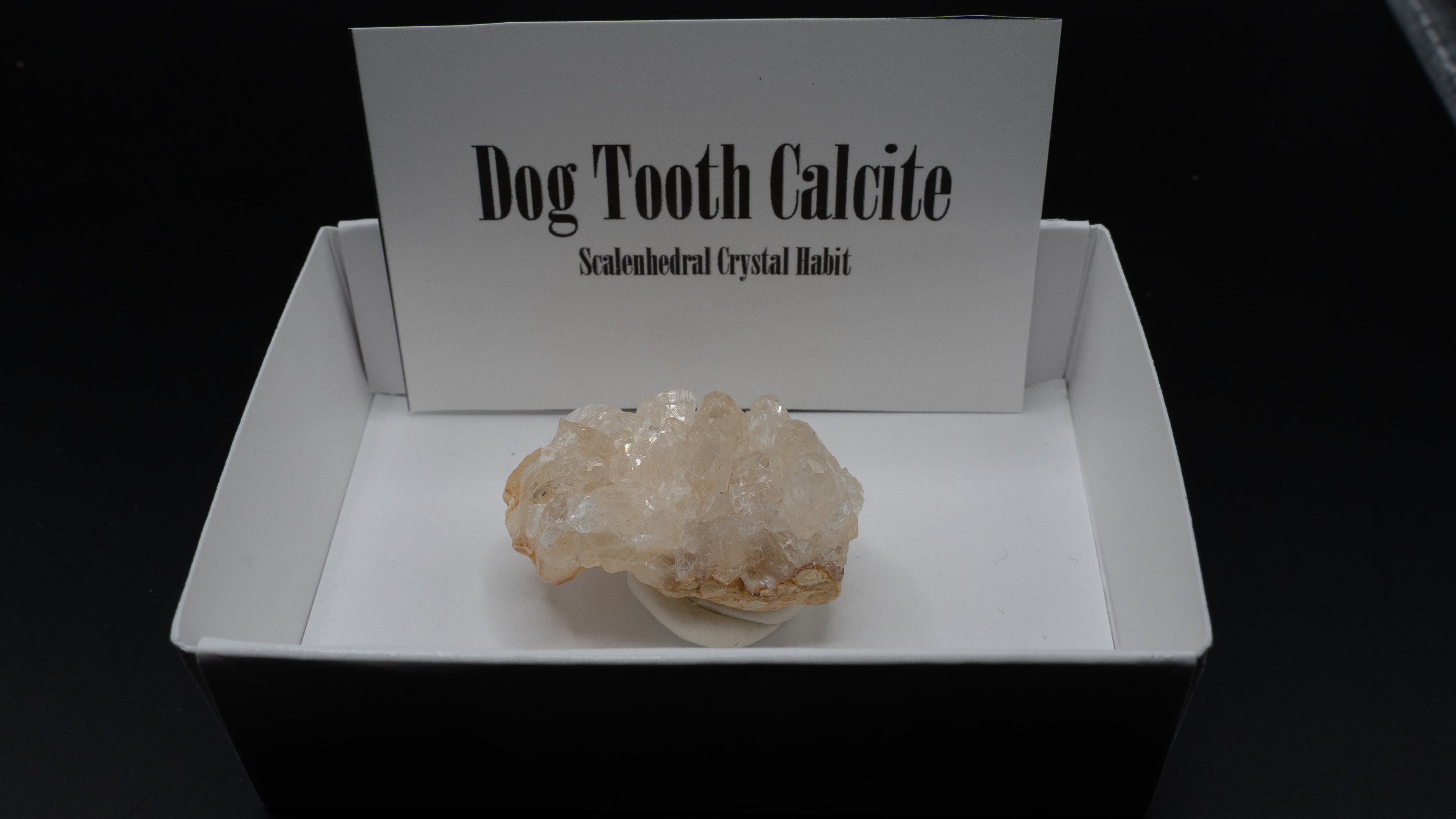 Dog Tooth Calcite (Scalenohedral) – Clear on Yellow Host Rock