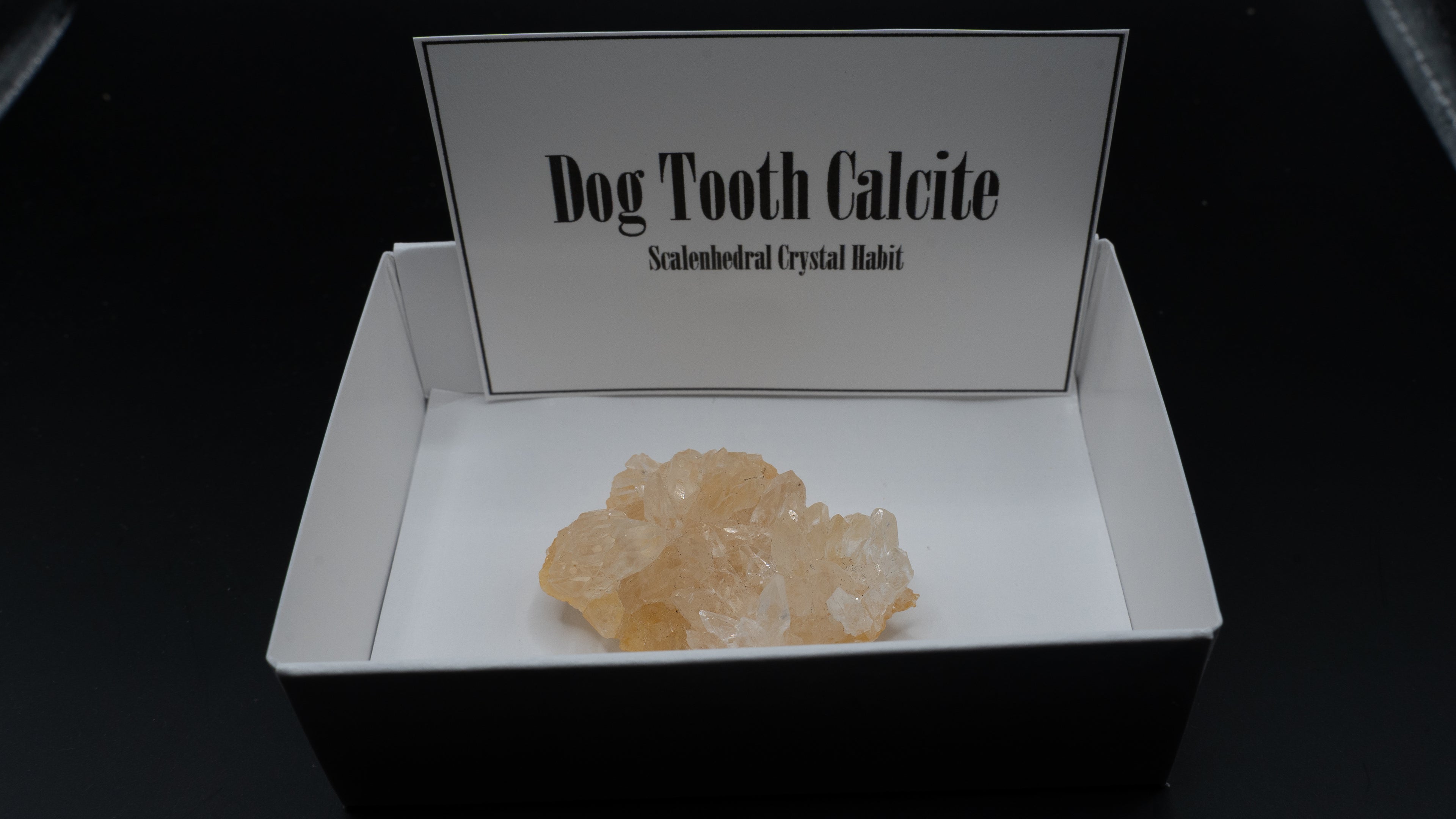 Dog Tooth Calcite (Scalenohedral) – Clear on Yellow Host Rock