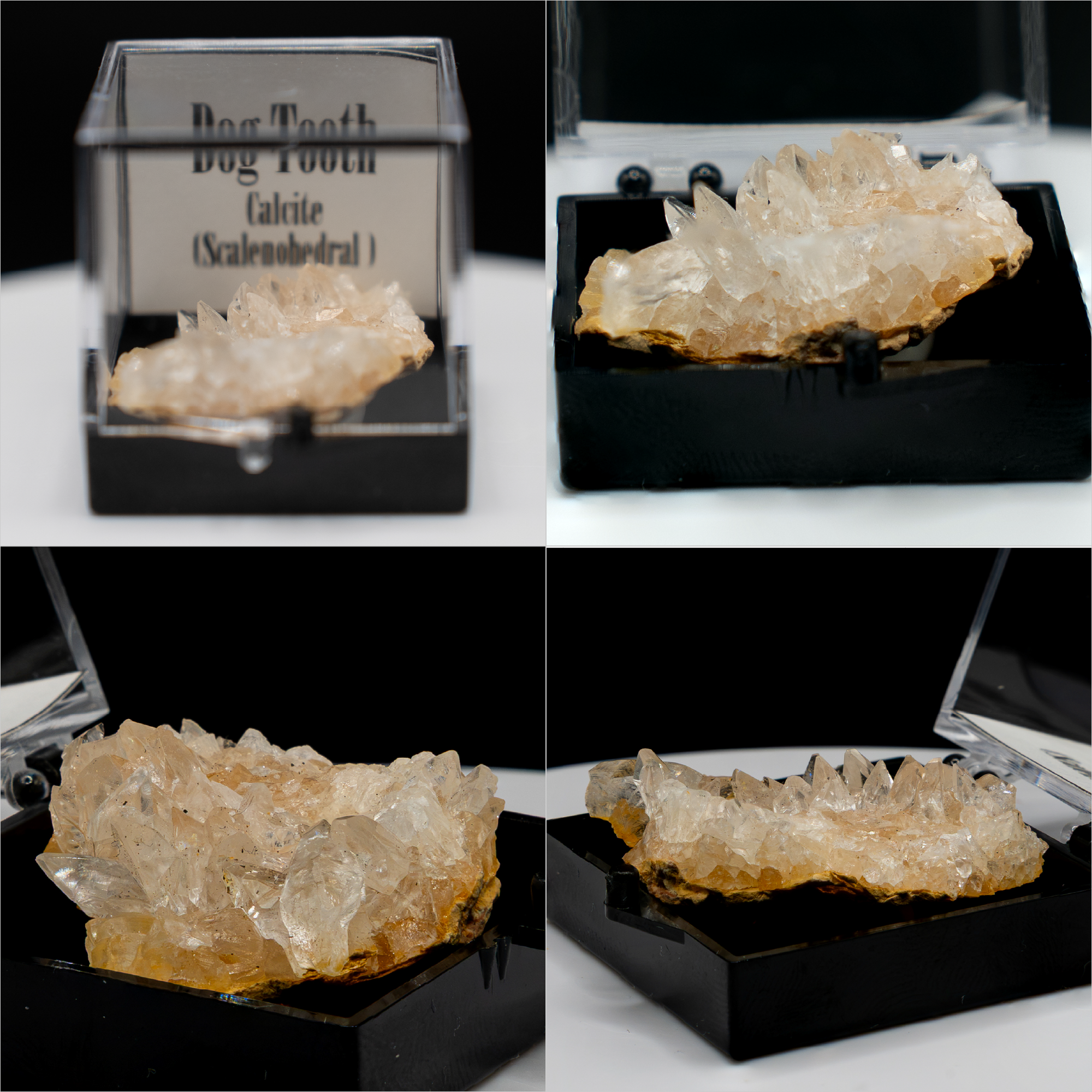 Dog Tooth Calcite (Scalenohedral) – Clear on Yellow Host Rock