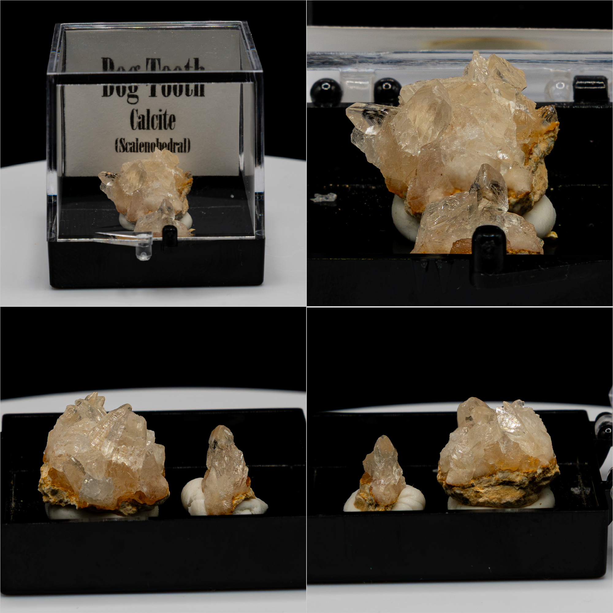 Dog Tooth Calcite (Scalenohedral) – Clear on Yellow Host Rock