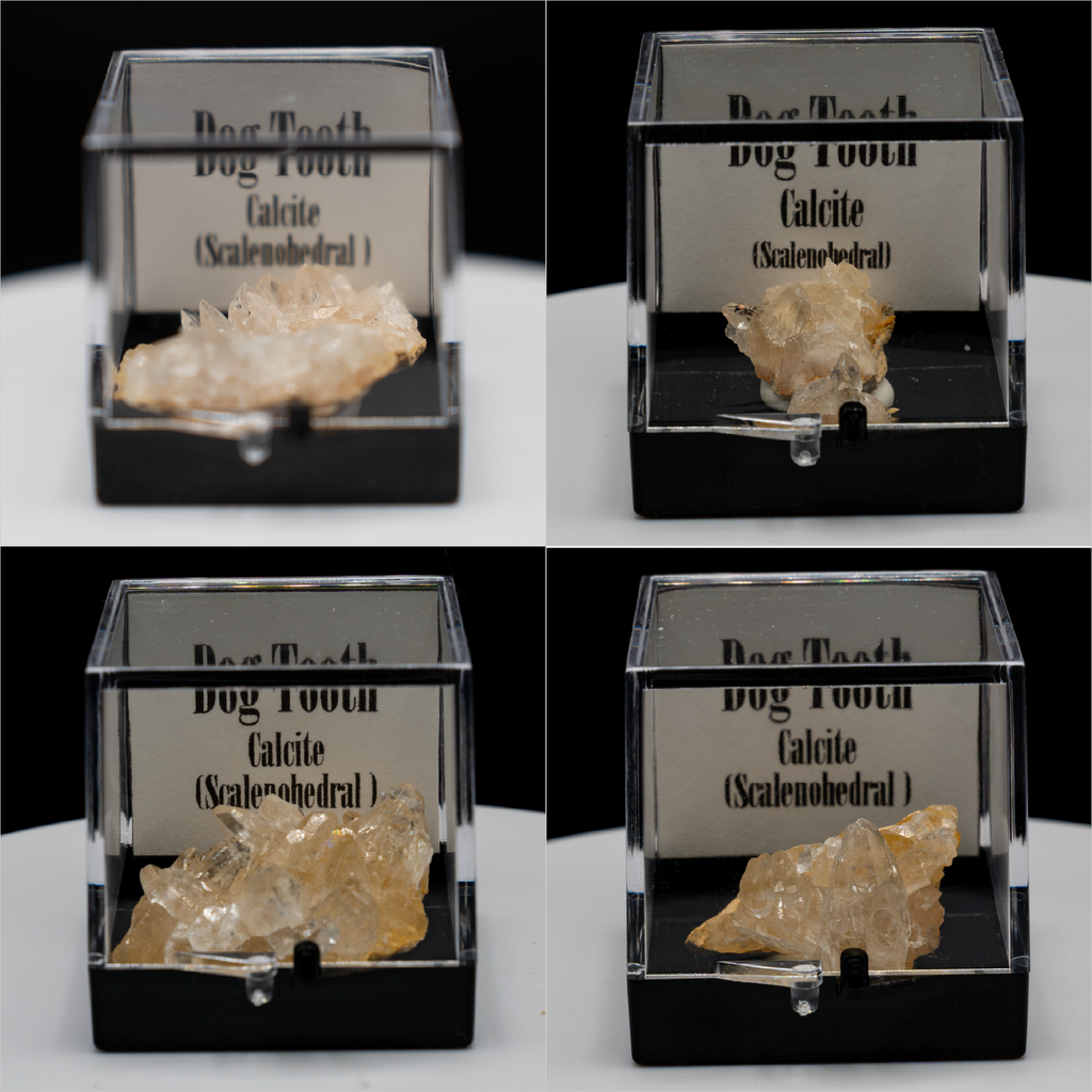 Dog Tooth Calcite (Scalenohedral) – Clear on Yellow Host Rock