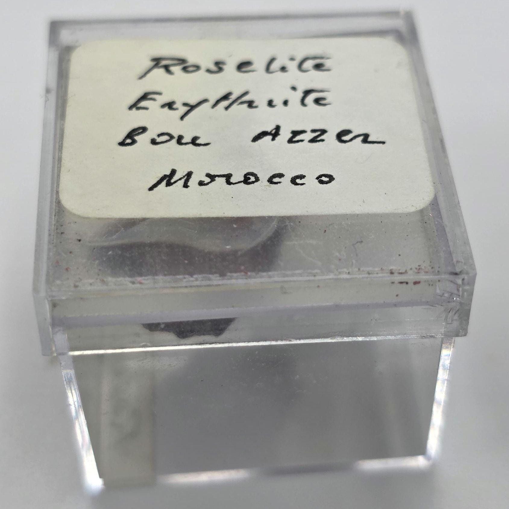Roselite and Erythrite Micromount Specimen, Bou Azzer, Morocco. ROCK ADOPTION!