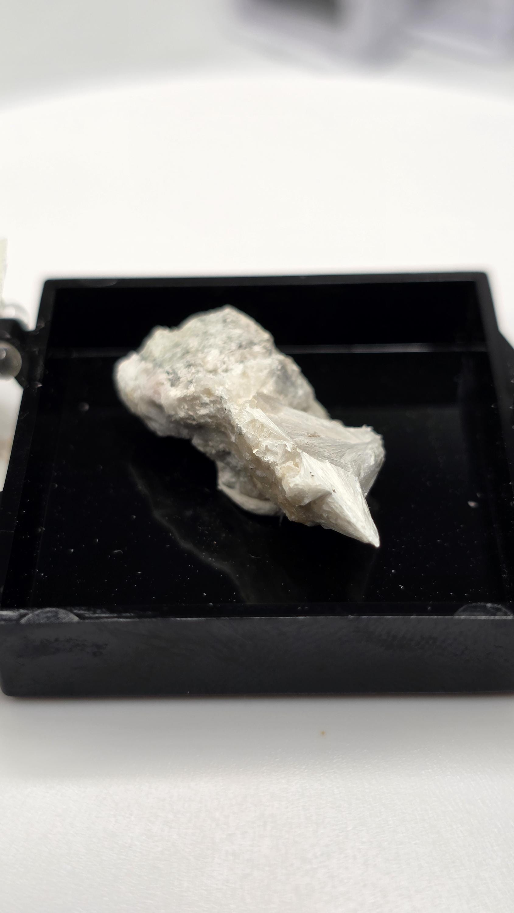 UV Reactive Pectolite Thumbnail Specimen Perky Box, Paterson, New Jersey, GeoTheGeode ROCK ADOPTION